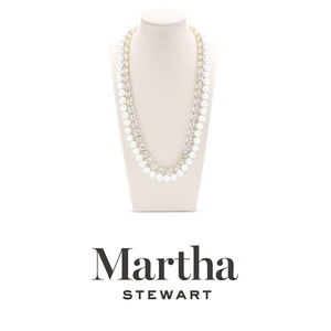 Martha Stewart Pearl and Crystal Necklace In Gold, 24 Inches For Women